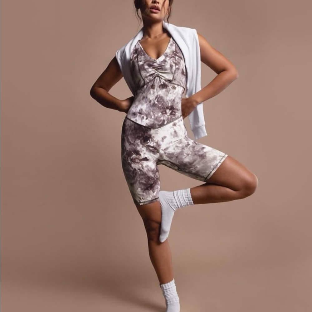 Gymshark Tie-Dye Jumpsuit in Brown and White